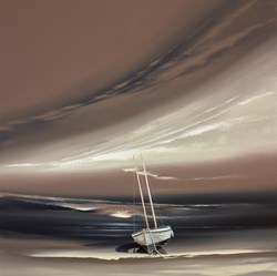 Mooring in Mocha by Jonathan Shaw - Original Painting on Board sized 30x30 inches. Available from Whitewall Galleries
